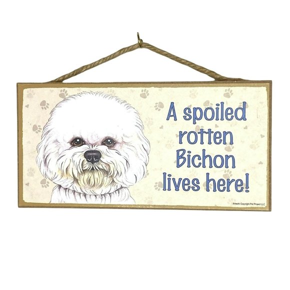 Love & Laughter Wooden Signs Other - Bichon Dog House Hanging Wood Plaque Sign